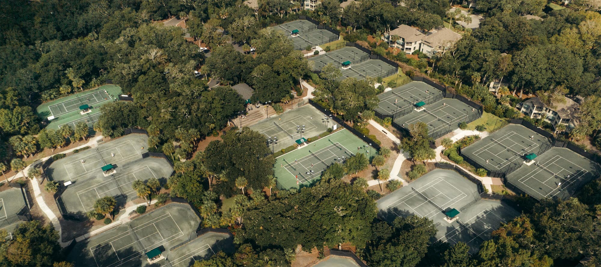 view of tennis courts from the sky